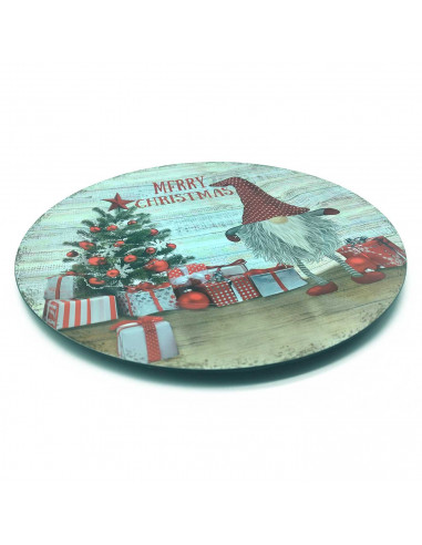 Tradineur - Pack de 2 Bajoplatos con diseño de Duende con Gorro - Fabricado en Plástico - Ideal para decoración para Navidad - Ø