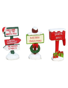 Tradineur - Pack de 3 Señales de dirección navideño - Fabricado en Plástico - Decoración para temporada navideña - 8 x 4 x 2,5 c
