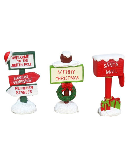 Tradineur - Pack de 3 Señales de dirección navideño - Fabricado en Plástico - Decoración para temporada navideña - 8 x 4 x 2,5 c