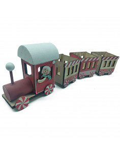 Tradineur - Tren navideño de Madera de 39 cm - Diseño de caramelos y galletas - Decoración navideña - Ideal para dejarlo debajo