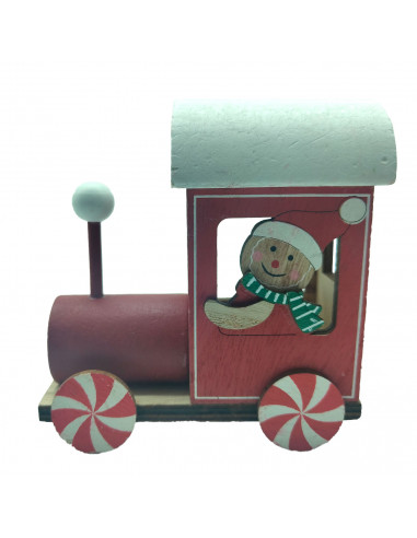 Tradineur - Tren navideño de Madera de 39 cm - Diseño de caramelos y galletas - Decoración navideña - Ideal para dejarlo debajo
