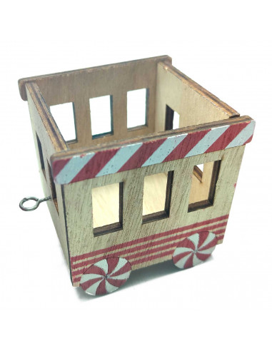 Tradineur - Tren navideño de Madera de 39 cm - Diseño de caramelos y galletas - Decoración navideña - Ideal para dejarlo debajo