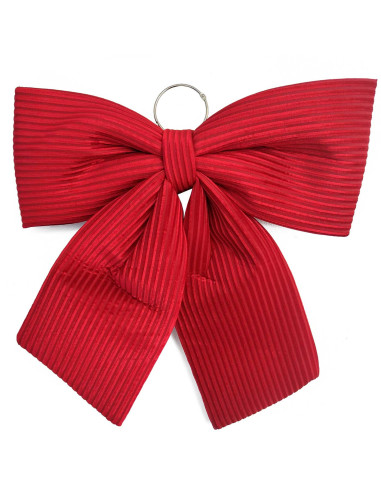 Tradineur - Lazo Praga Navideño - Fabricado en Poliéster y Espuma - Decoración Navideña - 54 x 44 cm - Color Rojo