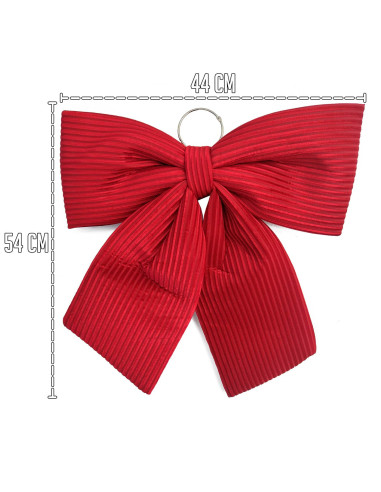 Tradineur - Lazo Praga Navideño - Fabricado en Poliéster y Espuma - Decoración Navideña - 54 x 44 cm - Color Rojo