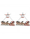 Tradineur - Pack de 2 Estrellas colgantes Navideñas - Fabricado en Madera - Diseño de Santa Claus con Renos - Decoración Navideñ
