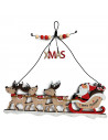 Tradineur - Pack de 2 Estrellas colgantes Navideñas - Fabricado en Madera - Diseño de Santa Claus con Renos - Decoración Navideñ