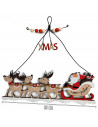 Tradineur - Pack de 2 Estrellas colgantes Navideñas - Fabricado en Madera - Diseño de Santa Claus con Renos - Decoración Navideñ