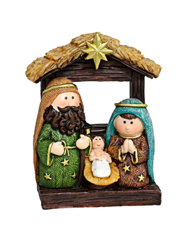 Tradineur - Conjunto de 3 Figuras Naif Navideño - Fabricado en Resina - Figuras de María, Jose y el Niño Jesús - Decoración Navi