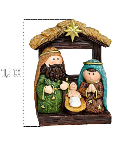 Tradineur - Conjunto de 3 Figuras Naif Navideño - Fabricado en Resina - Figuras de María, Jose y el Niño Jesús - Decoración Navi