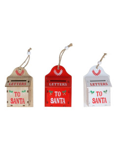 Tradineur - Pack de 3 Buzones Colgantes de Navidad - Fabricado en Madera - Diseño de Carta a Santa Claus - Decoración Navideña -