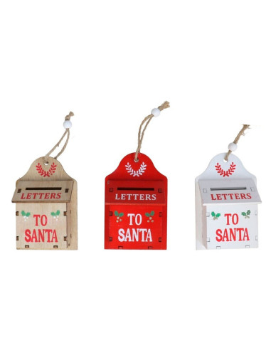 Tradineur - Pack de 3 Buzones Colgantes de Navidad - Fabricado en Madera - Diseño de Carta a Santa Claus - Decoración Navideña -