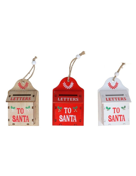 Tradineur - Pack de 3 Buzones Colgantes de Navidad - Fabricado en Madera - Diseño de Carta a Santa Claus - Decoración Navideña -