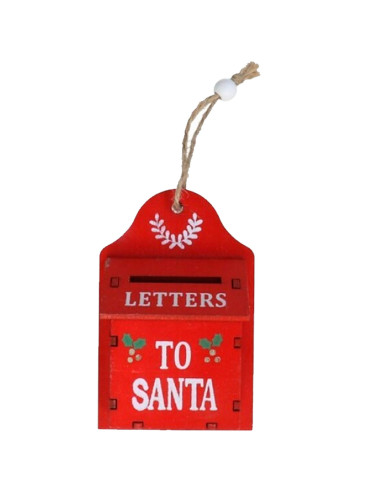 Tradineur - Pack de 3 Buzones Colgantes de Navidad - Fabricado en Madera - Diseño de Carta a Santa Claus - Decoración Navideña -