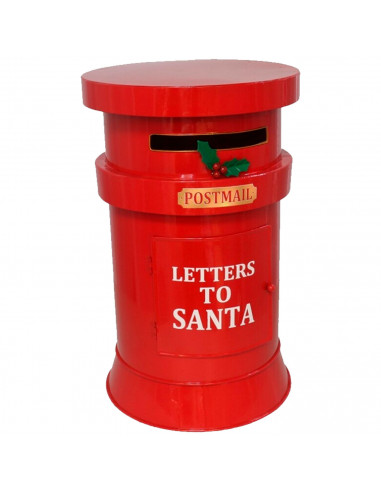 Tradineur - Buzón Redondo de Navidad - Fabricado en Plástico - Ideal para que los niños guarden sus cartas a Santa Claus - Ø 23,