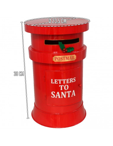 Tradineur - Buzón Redondo de Navidad - Fabricado en Plástico - Ideal para que los niños guarden sus cartas a Santa Claus - Ø 23,