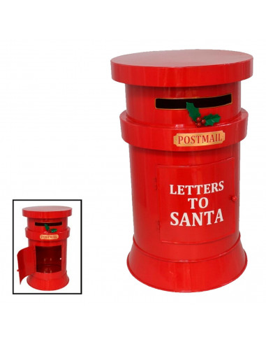 Tradineur - Buzón Redondo de Navidad - Fabricado en Plástico - Ideal para que los niños guarden sus cartas a Santa Claus - Ø 23,