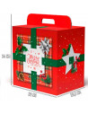 Tradineur - Caja de Cartón Navideño con Asas - Frase Merry Christmas - Ideal para regalos navideños - 34 x 28 x 20,5 cm - Color