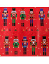 Tradineur - Pack de 4 Rollos de papel regalo - Diseño Soldados Cascanueces - Ideal para preparar los regalos navideños - 150 x 7