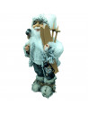 Tradineur - Figura de Papá Noel con esquís, poliéster y plástico, Santa Claus de pie, decoración festiva, adornos Navidad, escap