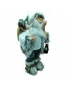 Tradineur - Figura de Papá Noel con esquís, poliéster y plástico, Santa Claus de pie, decoración festiva, adornos Navidad, escap