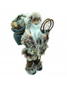 Tradineur - Figura de Papá Noel, modelo Braulio, poliéster y plástico, Santa Claus de pie, decoración festiva, adornos Navidad,