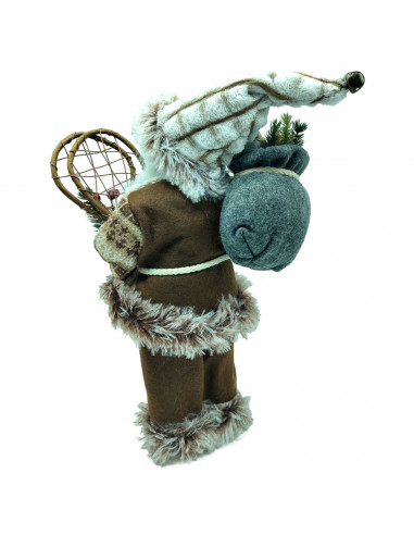 Tradineur - Figura de Papá Noel, modelo Braulio, poliéster y plástico, Santa Claus de pie, decoración festiva, adornos Navidad,
