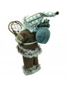 Tradineur - Figura de Papá Noel, modelo Braulio, poliéster y plástico, Santa Claus de pie, decoración festiva, adornos Navidad,