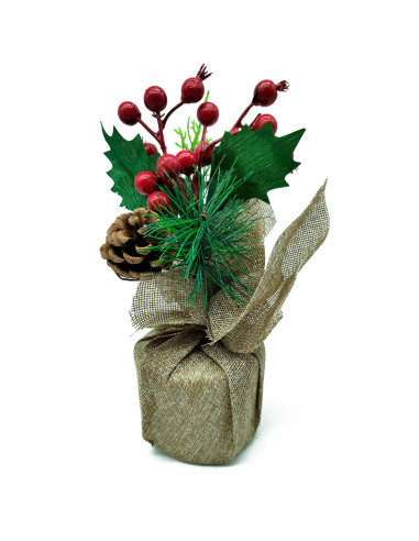 Tradineur - Pack de 2 bayas Decorativas Navideñas - Altura aprox.: 20 cm - Decoración Navideña - Fabricación artesanal - Modelos