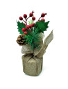 Tradineur - Pack de 2 bayas Decorativas Navideñas - Altura aprox.: 20 cm - Decoración Navideña - Fabricación artesanal - Modelos