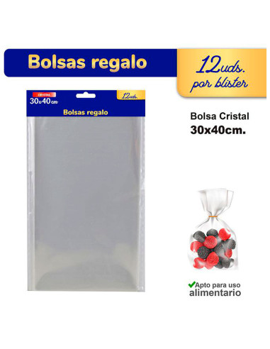 Tradineur - 6 paquetes de 18 bolsas transparentes de plástico para caramelos, envolver galletas, chuches, fiestas, cumpleaños, r