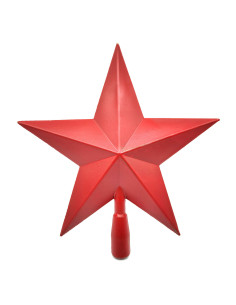 Tradineur - Estrella para punta de Árbol Navideño -  Diseño Clásico de 5 Puntas - Accesorio decorativo de Navidad - Color rojo -