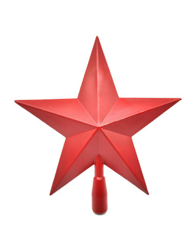 Tradineur - Estrella para punta de Árbol Navideño -  Diseño Clásico de 5 Puntas - Accesorio decorativo de Navidad - Color rojo -