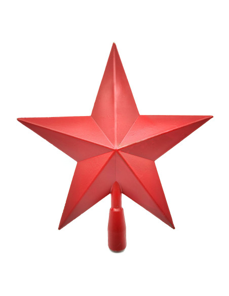 Tradineur - Estrella para punta de Árbol Navideño -  Diseño Clásico de 5 Puntas - Accesorio decorativo de Navidad - Color rojo -