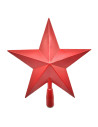 Tradineur - Estrella para punta de Árbol Navideño -  Diseño Clásico de 5 Puntas - Accesorio decorativo de Navidad - Color rojo -