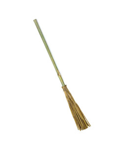 Tradineur - Escoba de bruja, paja y bambú, complemento para disfraz de mago, hechicero, ligera, carnaval, Halloween, cosplay, fi