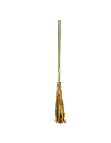 Tradineur - Escoba de bruja, paja y bambú, complemento para disfraz de mago, hechicero, ligera, carnaval, Halloween, cosplay, fi