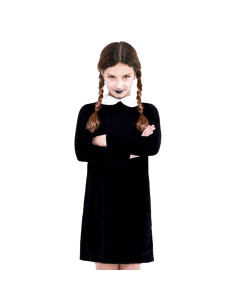 Tradineur - Disfraz infantil de Miércoles Addams, modelo Strange Girl sencillo, poliéster, incluye vestido, Halloween, carnaval,