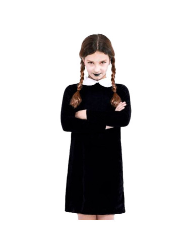 Tradineur - Disfraz infantil de Miércoles Addams, modelo Strange Girl sencillo, poliéster, incluye vestido, Halloween, carnaval,
