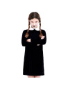 Tradineur - Disfraz infantil de Miércoles Addams, modelo Strange Girl sencillo, poliéster, incluye vestido, Halloween, carnaval,