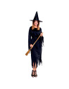 Tradineur - Disfraz de Bruja Negra para Adultos - Fabricado en Poliéster - Incluye Sombrero, Vestido y Cinturón - Ideal para dis