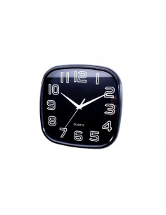 Tradineur - Reloj de pared analógico cuadrado 25 x 25 cm, números grandes, reloj clásico para cocina, sala de estar, dormitorio,