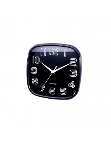 Tradineur - Reloj de pared analógico cuadrado 25 x 25 cm, números grandes, reloj clásico para cocina, sala de estar, dormitorio,