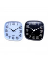 Tradineur - Reloj de pared analógico cuadrado 25 x 25 cm, números grandes, reloj clásico para cocina, sala de estar, dormitorio,