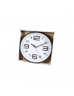 Tradineur - Reloj de pared analógico redondo, diámetro 30 cm, números grandes, reloj clásico para cocina, sala de estar, dormito