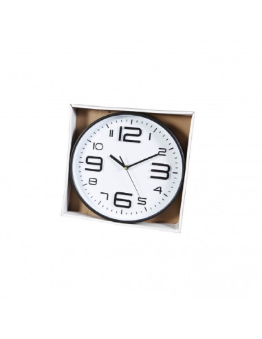 Tradineur - Reloj de pared analógico redondo, diámetro 30 cm, números grandes, reloj clásico para cocina, sala de estar, dormito