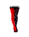 Tradineur - Pantis de pirata, negro y rojo, calaveras, 90% poliéster y 10% licra, complemento para disfraces, carnaval, Hallowee