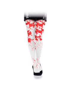 Tradineur - Pantis blancos con sangre, 90% poliéster y 10% licra, complemento para disfraz de enfermera, asesina, carnaval, Hall