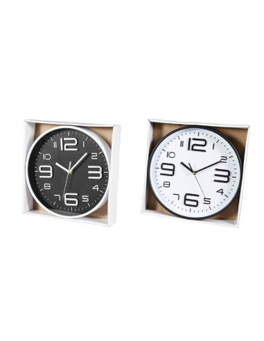 Tradineur - Reloj de pared analógico redondo, diámetro 30 cm, números grandes, reloj clásico para cocina, sala de estar, dormito