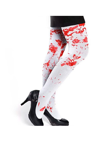 Tradineur - Pantis blancos con sangre, 90% poliéster y 10% licra, complemento para disfraz de enfermera, asesina, carnaval, Hall