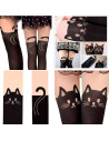 Tradineur - Pantis de gato negro, 90% poliéster y 10% licra, complemento para disfraz de gatita sexy, carnaval, Halloween, cospl